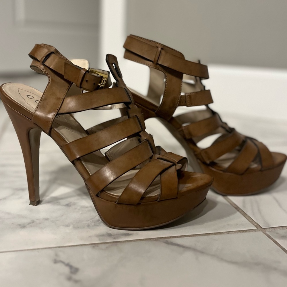 Guess strappy platform heels